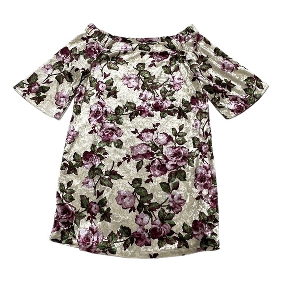 Oddy Dreamy Creamy Floral Print Off Shoulder Dress NWT Short Sleeve Medium M - Picture 4 of 16